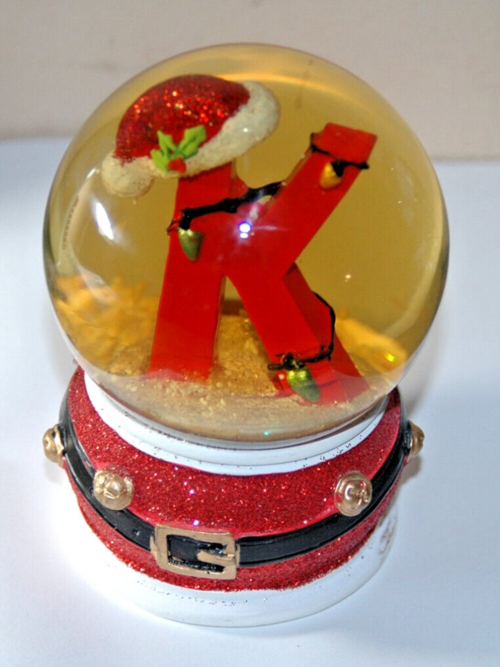 December Home Water Snow Globe "K" Christmas Decoration Collectible XMAS Santa